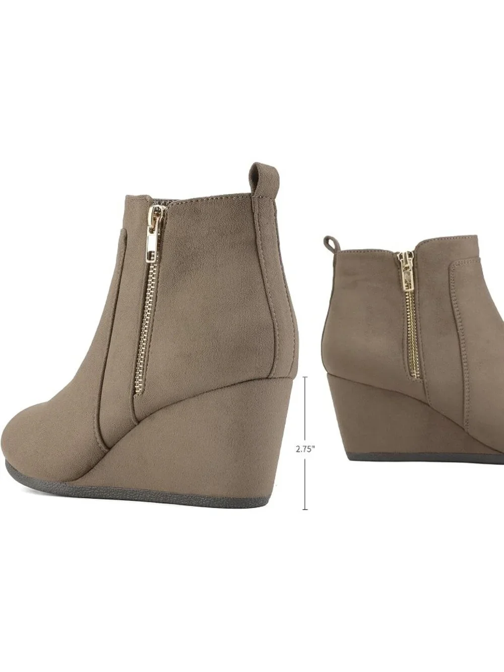 Women's Taupe Faux Suede Cushioned Insole Fashion Wedges Casual Ankle Boots